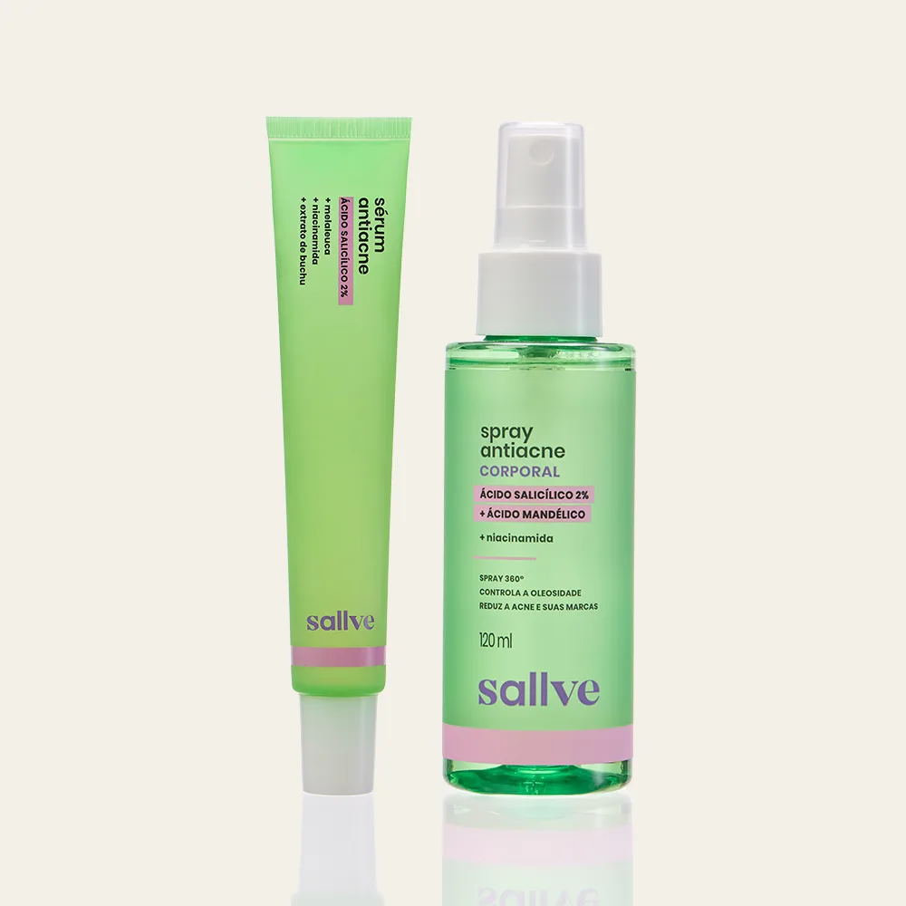 Dupla Antiacne sallve: Sérum Antiacne 35g e Spray Antiacne Corporal 120ml